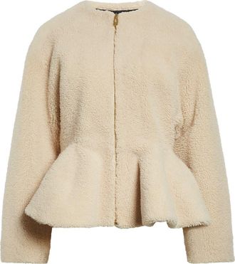 Alaia Genuine Shearling Peplum Jacket in Naturel at Nordstrom, Size 6 Us