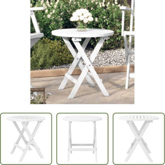 vidaXL Tavolo pieghevole - Tavolo da Giardino Pieghevole Bianco &Oslash; 46 cm Massello di Acacia