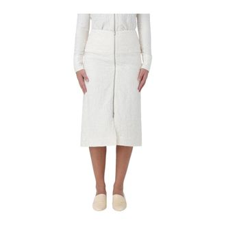 Jil Sander Midi Skirts, female, Beige, Size: M Textured Cotton Midi Skirt