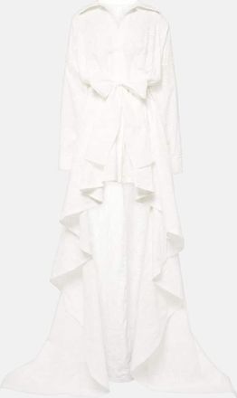 Norma Kamali Embroidered asymmetric cotton gown