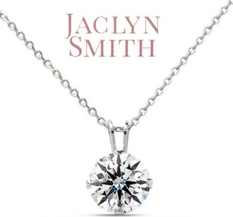 Jaclyn Smith 1/2 Carat Moissanite Solitaire Necklace In Yellow Gold With Free Chain