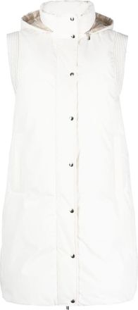 PESERICO beaded-trim padded down gilet - women - Viscose/Polyester/Nylon/Metallic Fibre/Merino/Cashmere/Silk/Polyamide/Goose Down/Goose Feather - 44