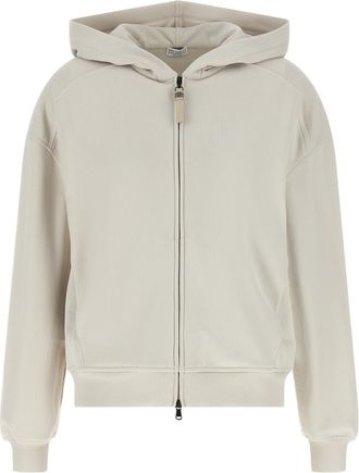 Brunello Cucinelli Off White Solid Hood Sweatshirt
