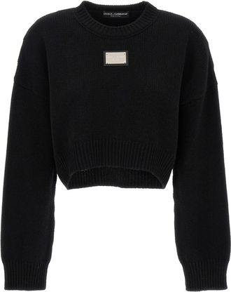 Dolce & Gabbana Black Logo plaque sweater