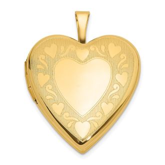 Diamond2Deal 14k Yellow Gold Textured Polished Heart Design 20mm Heart Locket Pendant