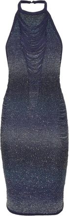 Philipp Plein Paillettes Mini Jurk Multicutting - Dames - Kleedjes - Blauw - XS - Katoen - Kleedjes