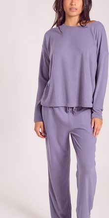 iCollection Waffle Knit Sleep Set with Drawstring Pants in Orchid at Nordstrom, Size X-Small