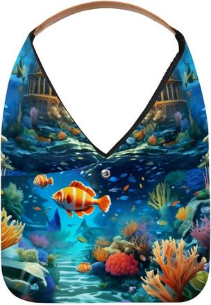 Generic Fantastic Painting Underwater World Reusable Lightweight Grocery Bags - Foldable Into Compact Pouch, Washable & Sturdy, Multipurpose for Shopping and 
