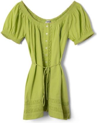 Damson Madder Jayne Organic Cotton Minidress in Celery at Nordstrom, Size 10 Us