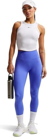 Nike One Fitted Dri-FIT Cropped Tank Top Womens Clothing White/Black : LG (US 12-14), Elastane/Polyester