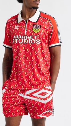 Market x Umbro Strawberry Half Zip Soccer Jersey in Vermillion at Nordstrom, Size Xx-Large