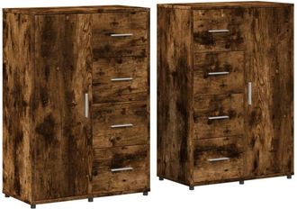 vidaXL Vidaxl - Sideboards 2 pcs Smoked Oak 60x31x84 cm Engineered Wood