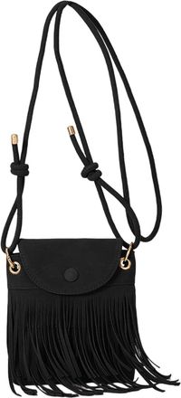 Generic Womens Fringe Crossbody Bag Fashion Casual Small Messenger Bag Hobo Crossbody Tassel Shoulder Bags PU Leather Cell Phone Wallet Purses (Black)