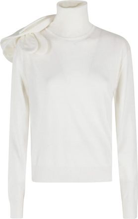 Moschino 3D Flower Sweater - Dames - Coltruien - Wit - XS - Wol - Truien & Vesten