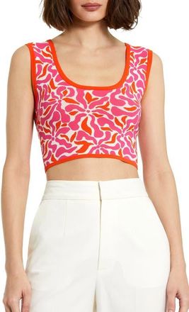 Mac Duggal Sleeveless Floral Print Knit Cropped Tank Top in Sunset Multi at Nordstrom, Size X-Small