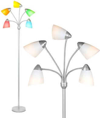 Brightech Medusa LED Floor Lamp with 5 Heads and 10 Interchangeable Shades