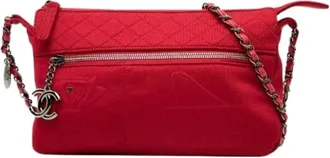 Chanel Pre-owned Vintage Quilted Jersey Crossbody Bag - Dames - Pre-owned - Rood - Maat: ONE Size Jersey