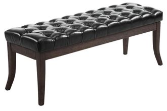 Clp Banco con patas de madera y asiento en Simil cuero Negro
