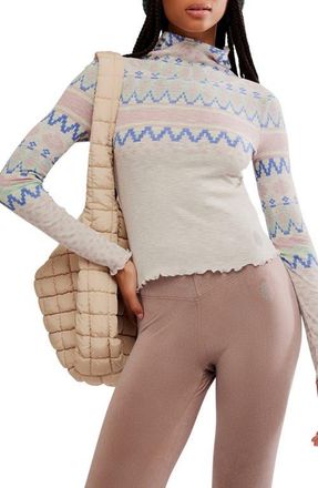 Free People FP Movement Breathe Easy Placed Print Cotton Blend Hoodie in Plaid Fairisle Titan at Nordstrom, Size X-Small