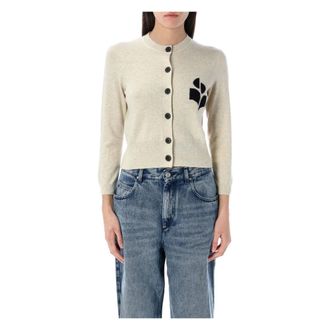 Isabel Marant Truien & Vesten, Dames, Grijs, XS, Katoen, Lichtgrijze Gebreide Vest