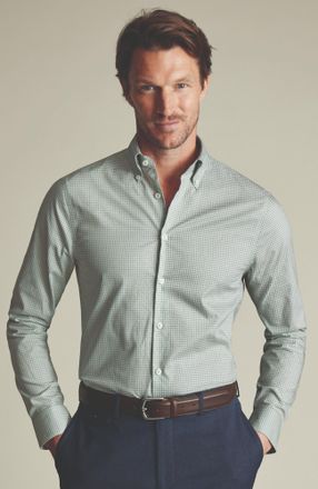 CHARLES TYRWHITT Non-Iron Pinpoint Oxford Check Shirt