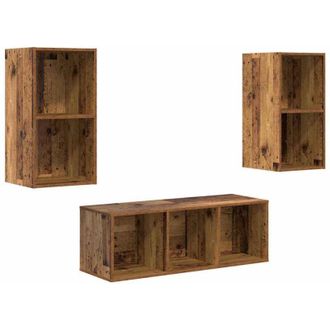 vidaXL Vidaxl - Juego De Muebles De Tv 3 Pcs Madera Vieja 37 X 37 X 107 Cm