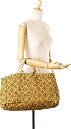 Prada Pre-owned Womens Patterned Canvas Tote Bag - Orange Textile - One Size