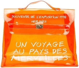 Hermès Kelly Orange Vinyl Handbag Tote Bag (Pre-Owned)