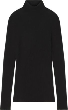 Lanvin Truien & Vesten, Heren, Zwart, XL, Wol, Geribbelde Turtleneck Trui