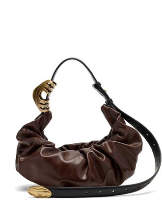 Diesel Ruched Brown Silk And Nylon Bag