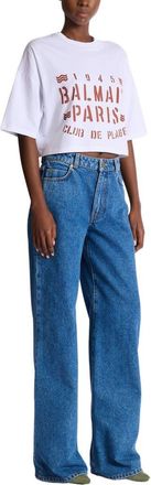 Balmain T-shirt with Balmain Plage print in White at Nordstrom, Size Xx-Large