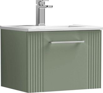 Nuie Nuie - Deco Wall Hung 1-Drawer Vanity Unit with Basin-2 500mm Wide - Satin Green