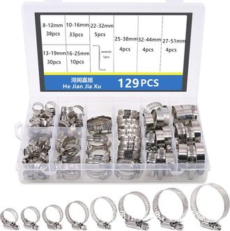 OEM Abrazaderas Ajustables De Acero Inoxidable Para Mangueras De Gas, De 6-12 Mm, 27-51 Mm, Juego De 129 Piezas