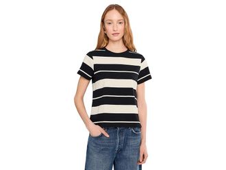 Sanctuary Timeless T-Shirts Womens Clothing Vanilla Creme/Black Stripe : LG (US 10-12), Cotton