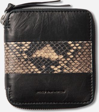 Dries Van Noten Printed Leather Zip Wallet Beige