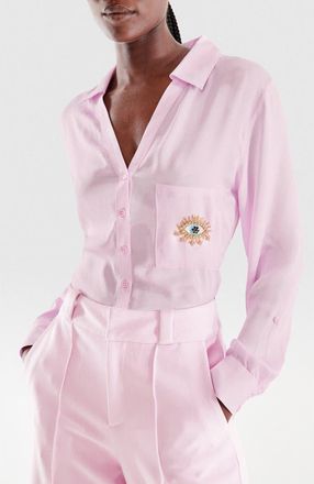 AS by DF Evil Eye Blouse in Cherry Blossom at Nordstrom, Size Xx-Large