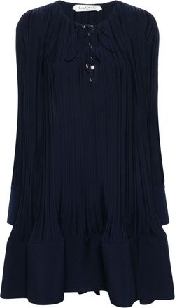 Lanvin pleated midi dress - women - Polyester/Brass - 36 - Blue