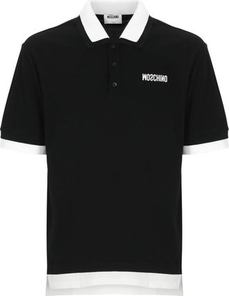 Moschino Cotton Piquet Polo met Gans Borduurwerk - Heren - Polos - Zwart - XL - Katoen - Tops