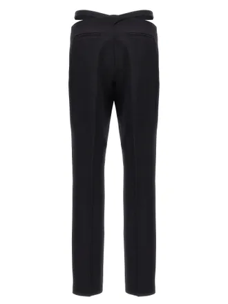 The Attico Belt Detail Virgin Wool Trousers - Black