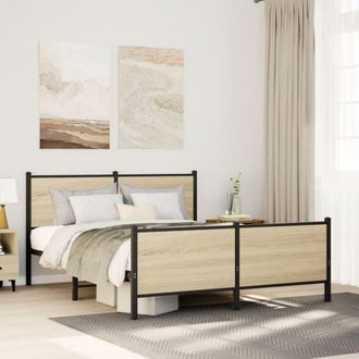Berkfield Home Metal Bed Frame without Mattress Sonoma Oak 140x190 cm in Brown