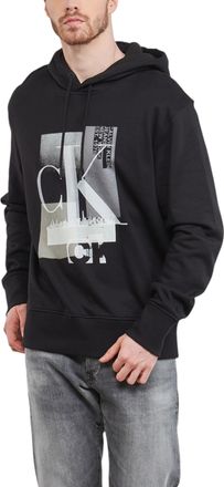 Calvin Klein Mens Hoodies J30J324310-BEH Connected Layer Pullover Classic Hooded - Black - Size X-Large