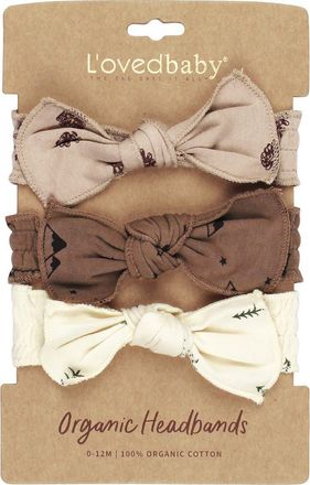 LOvedbaby Assorted 3-Pack Bow Organic Cotton Headbands in Pine & Peak at Nordstrom, Size 0-12 M