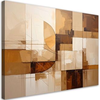 Feeby Cuadro En Lienzo, Figuras Abstractas En Tonos Beige, 120x80