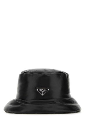 Prada Womens Black Nappa Leather Padded Hat Nero Agnello Cappelli E Fasce Per Capelli