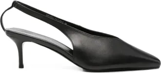 Sergio Moretti Black Sleek Pointed Toe Slingback Leather Dress Pumps