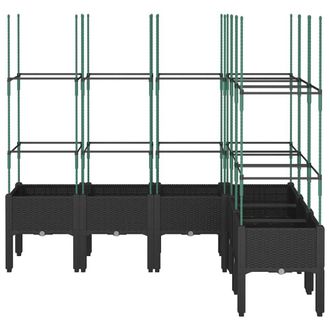 Berkfield Home Beautiful Garden Planter with Trellis Black 160x120x142.5 cm PP