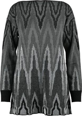 Circus Hotel Svasata Lunga in Lam&eacute; - Dames - Ronde hals truien - Grijs - M - Polyester - Truien & Vesten
