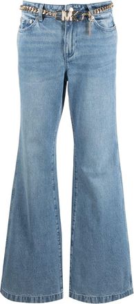 Michael Michael Kors belted bootcut jeans - women - Cotton - 2 - Blue