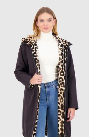 Gorski Genuine Shearling Parka Reversible To Nylon in Snow Lprd/black at Nordstrom, Size X-Small