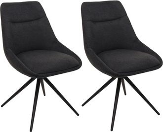 Hhg Hhg - Lote De 2 Sillas De Comedor 066, Silla De Cocina Sill&oacute;n Silla, Giratoria Autoposicionable Metal Tela/textil, Antracita